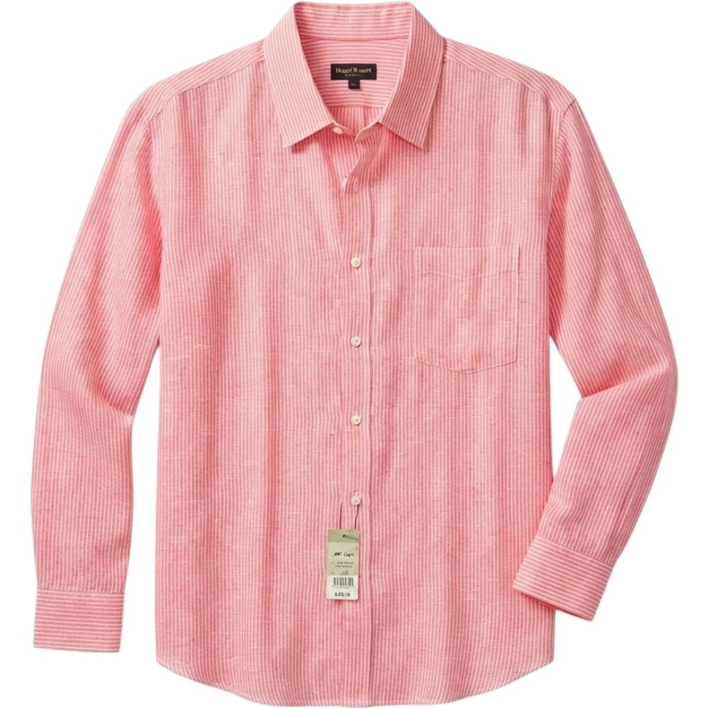 NWT Paul Stuart Mens Linen Button Down Shirt Watermelon Pink Striped XXL 2XL